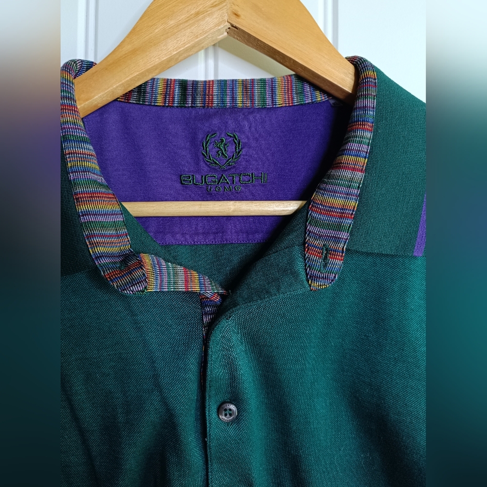 XL Bugatchi Uomo Mercerized Cotton Long Sleeve Polo Money Preppy Western Casual